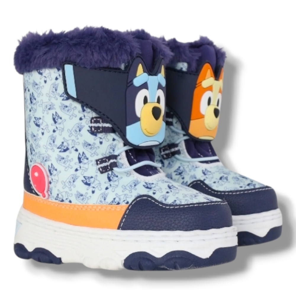 NWT Bluey & Bingo Disney Snow Winter Boots Faux Fur Trim Kids Boys Girls Size 8